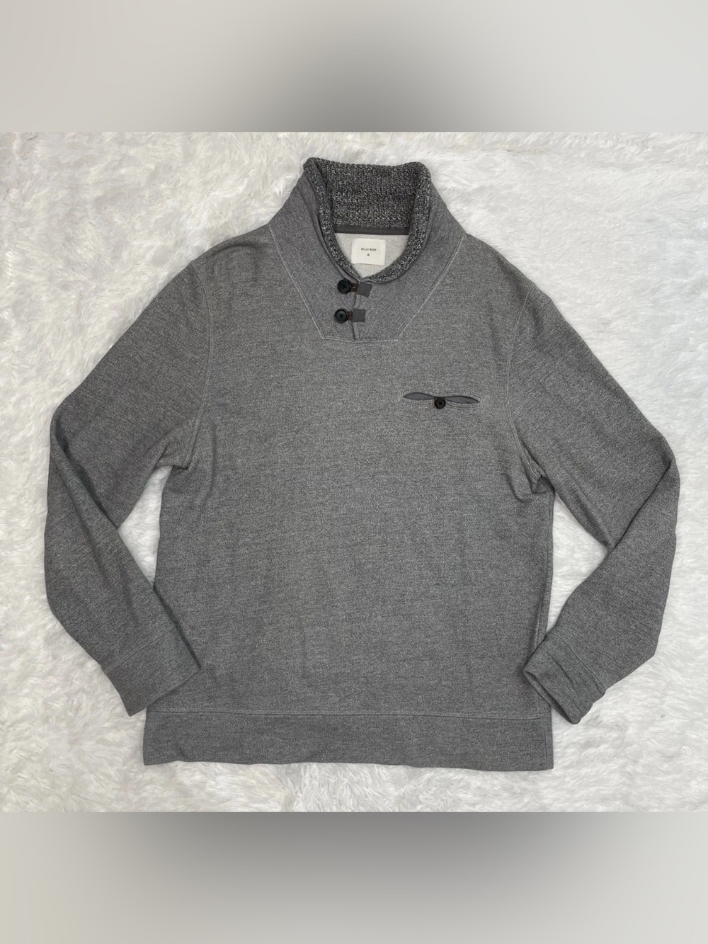 Billy Reid Shiloh Shawl Collar Sweater Men’s Size XL Heather Gray Designer